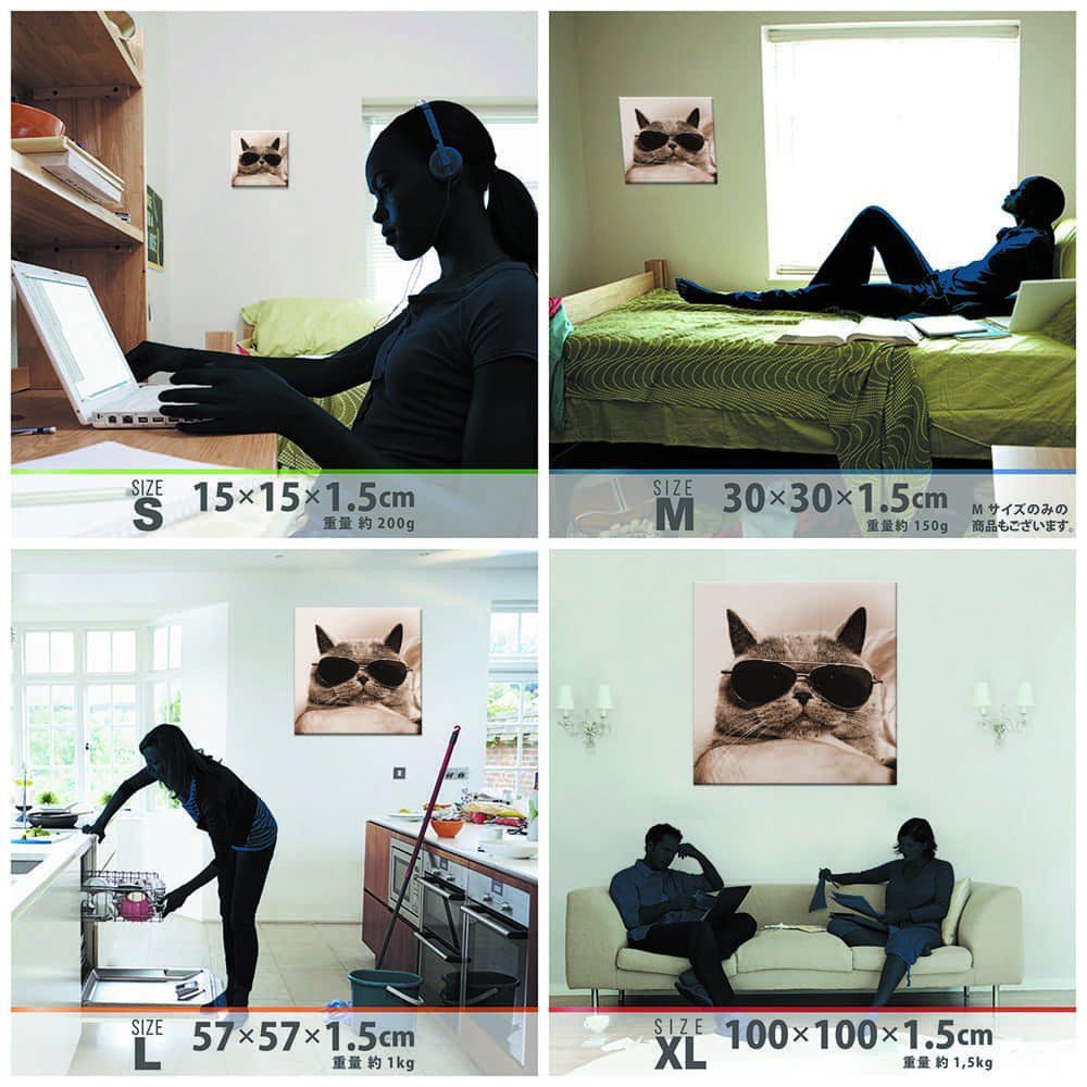 Amazon.co.jp: セピア 猫 アートパネル 100cm × 100cm XLサイズ 日本製